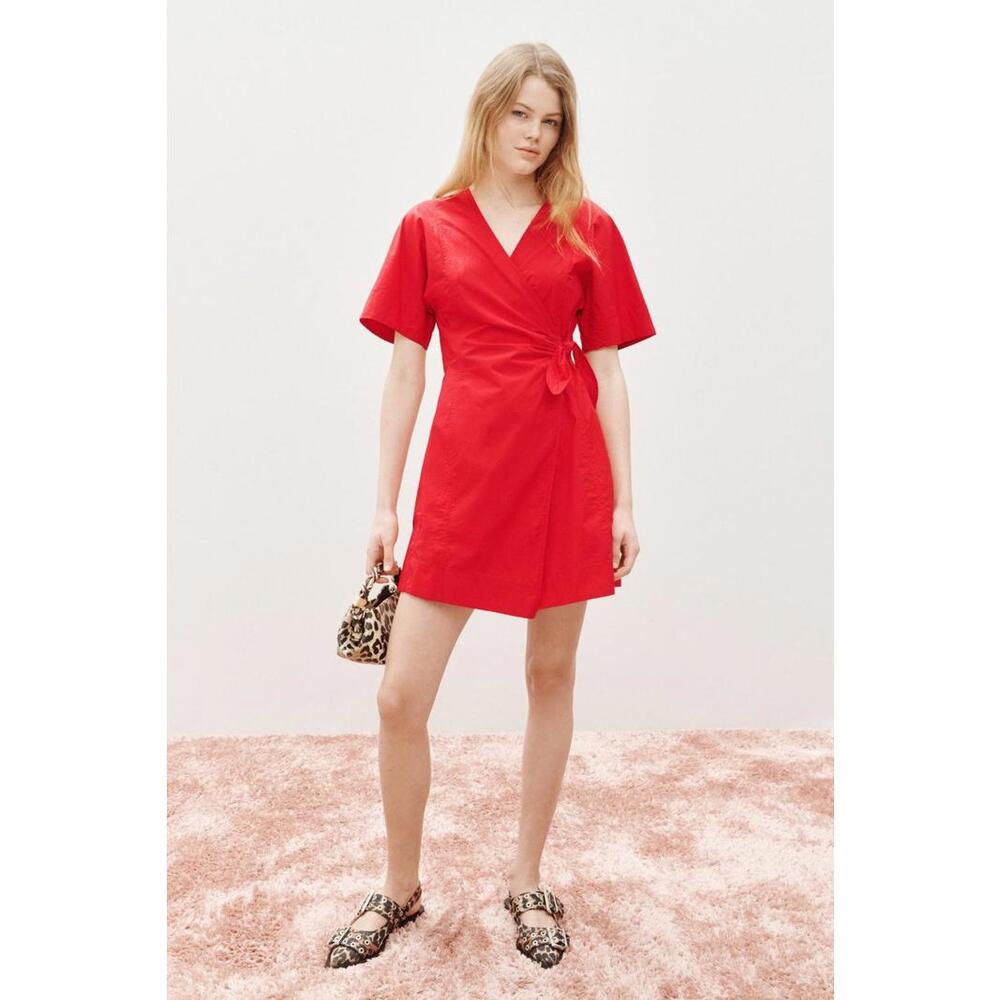 GANNI x RTR Mini Wrap Dress Size 38 with Stains
